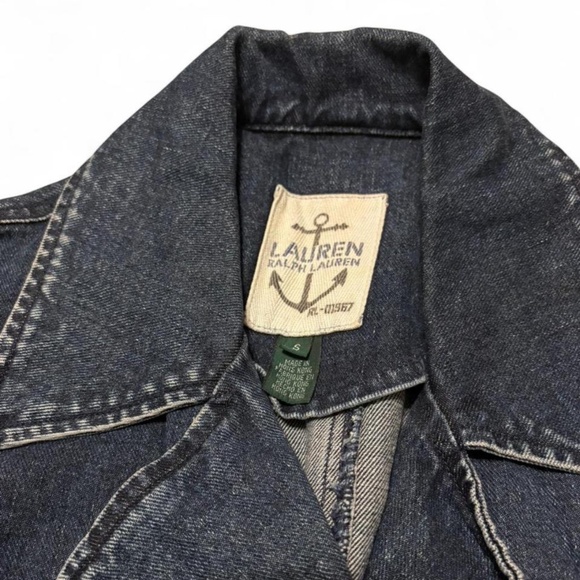 90s Ralph Lauren Nautical Denim Pea Coat Dark Wash Sz S/M - Picture 3 of 6